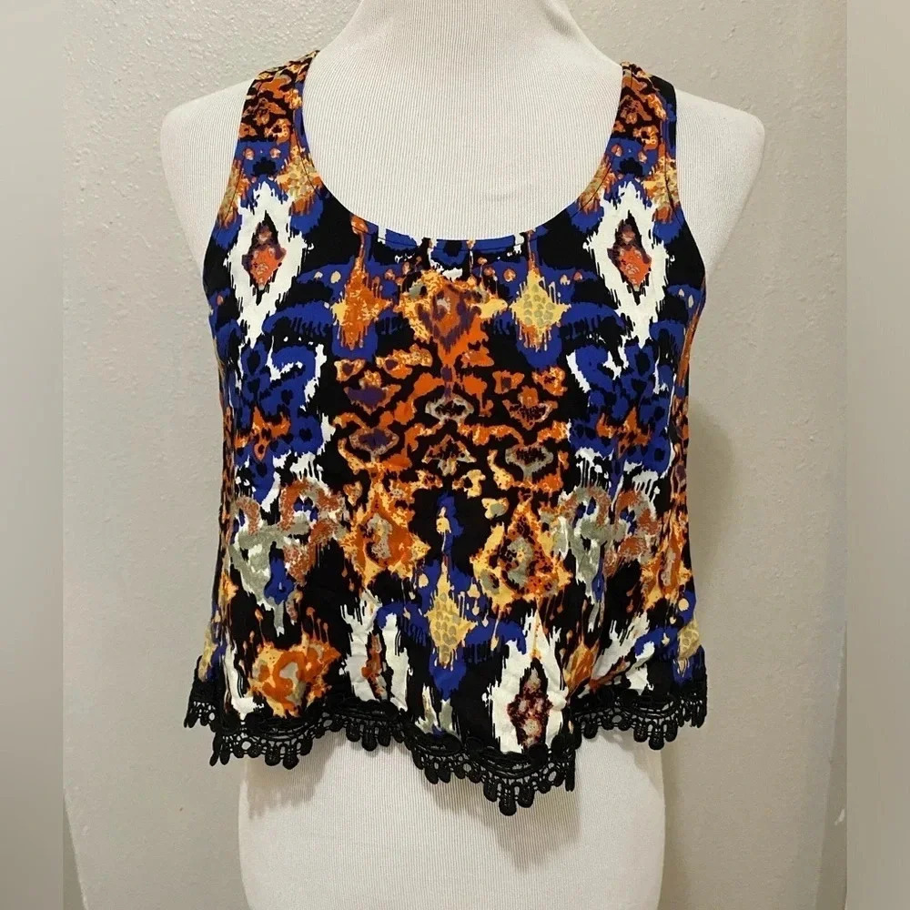 *EUC* Vintage Boho Hot Kiss Crop Top Blouse